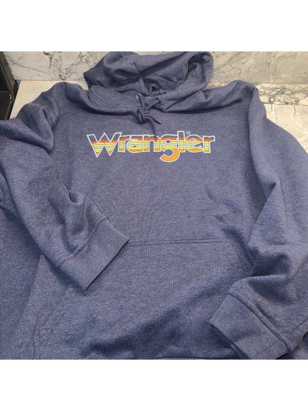 Wrangler Men's XXL Multicolor Logo Pullover Hoodie Denim Heather NEW